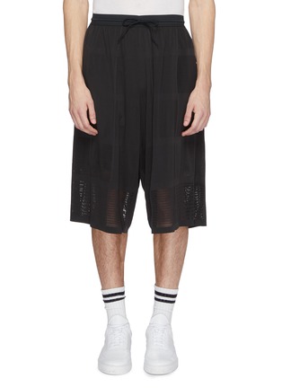 Main View - Click To Enlarge - Y-3 - Open knit patchwork drop crotch shorts