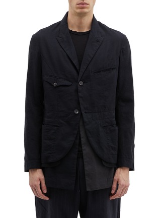 Main View - Click To Enlarge - ZIGGY CHEN - Detachable layered hem linen-cotton soft blazer
