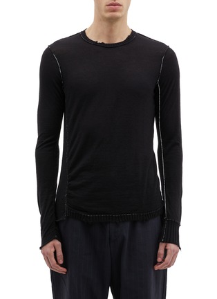 Main View - Click To Enlarge - ZIGGY CHEN - Exposed seam distressed baby cashmere sweater
