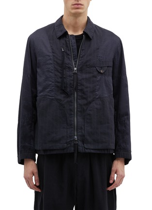 Main View - Click To Enlarge - ZIGGY CHEN - Pinstripe patchwork shirt jacket