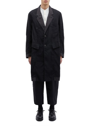 Main View - Click To Enlarge - ZIGGY CHEN - Contrast lapel linen-cotton coat