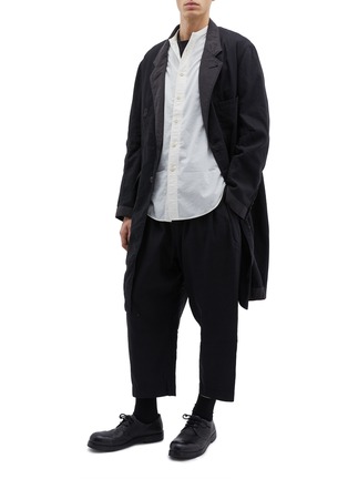 Figure View - Click To Enlarge - ZIGGY CHEN - Contrast lapel linen-cotton coat