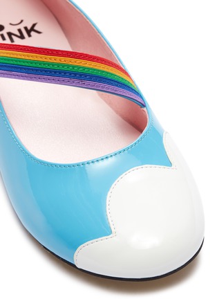 Detail View - Click To Enlarge - WINK - 'Soda Pop' rainbow strap patent leather kids ballet flats