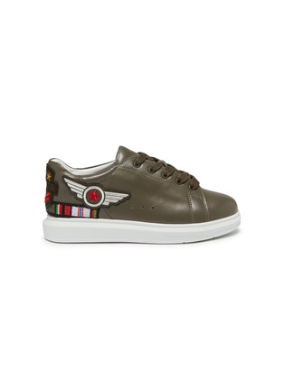 Main View - Click To Enlarge - WINK - 'Popcorn' military patch leather kids sneakers