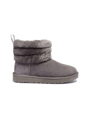 Main View - Click To Enlarge - UGG - 'Fluff Mini Quilted' faux fur cuff ankle boots