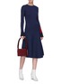 Figure View - Click To Enlarge - CÉDRIC CHARLIER - Colourblock cuff rib panelled knit dress