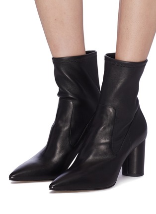 Figure View - Click To Enlarge - PEDDER RED - 'Hayley' cylindrical heel stretch leather ankle boots