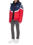 Figure View - Click To Enlarge - ADIDAS - Logo print colourblock hooded down puffer jacket