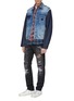 Figure View - Click To Enlarge - R13 - 'Sky' distressed patchwork mix denim trucker jacket