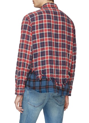 Back View - Click To Enlarge - R13 - Distressed contrast hem check plaid shirt