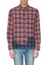 Main View - Click To Enlarge - R13 - Distressed contrast hem check plaid shirt
