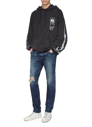 Figure View - Click To Enlarge - R13 - Skull bolt graphic print acid washed oversized hoodie