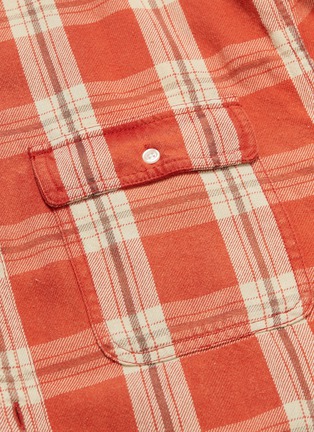  - R13 - Frayed cuff check plaid oversized short sleeve shirt