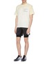 Figure View - Click To Enlarge - SATISFY - 'Trail Long Distance' reflective slogan print layered paint splatter running shorts