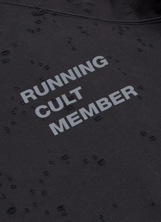  - SATISFY - 'Cult Moth Eaten' slogan print raglan sweatshirt