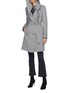 Figure View - Click To Enlarge - SENTALER - Belted hooded ribbed cuff melton wrap coat