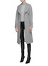 Detail View - Click To Enlarge - SENTALER - Detachable fur collar belted ribbed cuff melton wrap coat