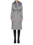 Main View - Click To Enlarge - SENTALER - Detachable fur collar belted ribbed cuff melton wrap coat