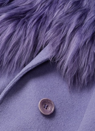  - SENTALER - Detachable fur collar belted ribbed cuff melton wrap coat