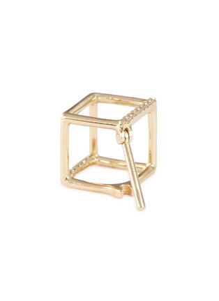 Detail View - Click To Enlarge - SHIHARA - 'Square' diamond 18k yellow gold cube single earring – 7mm