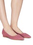 Figure View - Click To Enlarge - SALVATORE FERRAGAMO - 'Badia' flower heel suede flats