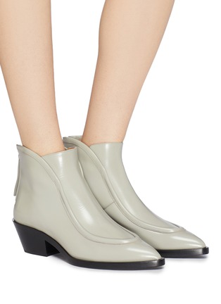Figure View - Click To Enlarge - JIL SANDER - Curved piping leather ankle boots