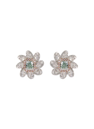Main View - Click To Enlarge - LC COLLECTION JEWELLERY - Diamond 18k white gold floral stud earrings