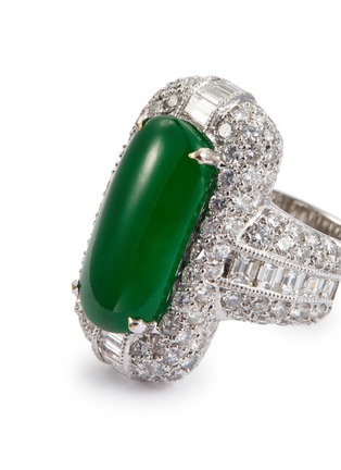 Detail View - Click To Enlarge - LC COLLECTION JEWELLERY - Diamond jade 18k white gold ring