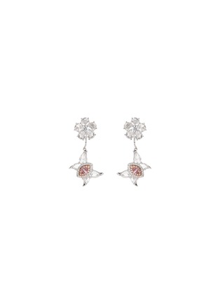 Main View - Click To Enlarge - LC COLLECTION JEWELLERY - Diamond 18k gold detachable butterfly drop floral earrings