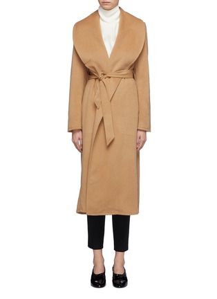Main View - Click To Enlarge - ALEX EAGLE - Shawl lapel belted baby camel hair melton wrap coat