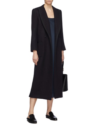 Figure View - Click To Enlarge - ALEX EAGLE - Peaked lapel double breasted wool melton city coat