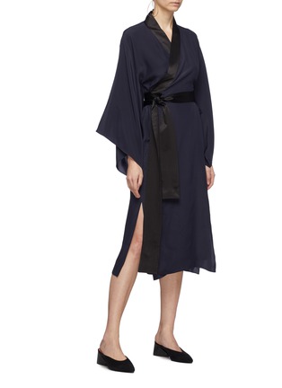 Figure View - Click To Enlarge - ALEX EAGLE - Belted silk satin kimono wrap dress