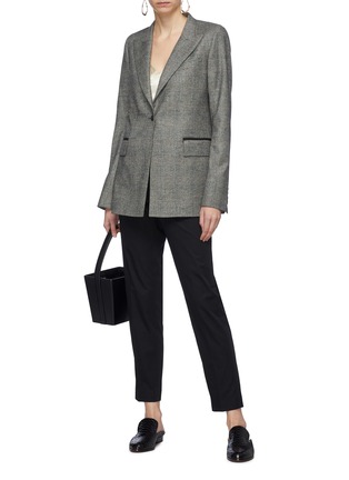 Figure View - Click To Enlarge - ALEX EAGLE - Peaked lapel wool-cashmere houndsooth check plaid blazer