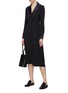 Figure View - Click To Enlarge - ALEX EAGLE - Contrast lapel silk satin tuxedo dress