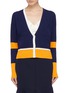 Main View - Click To Enlarge - COMME MOI - Colourblock stripe rib knit cardigan