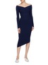 Figure View - Click To Enlarge - COMME MOI - Asymmetric hem panelled rib knit dress