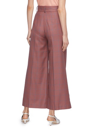 Back View - Click To Enlarge - COMME MOI - Windowpane check sheep wool wide leg pants