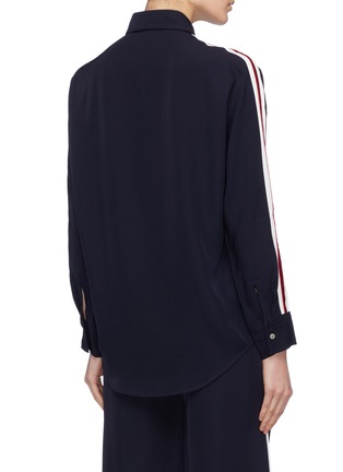 Back View - Click To Enlarge - COMME MOI - Chest pocket velvet stripe sleeve twill shirt