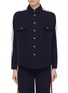 Main View - Click To Enlarge - COMME MOI - Chest pocket velvet stripe sleeve twill shirt