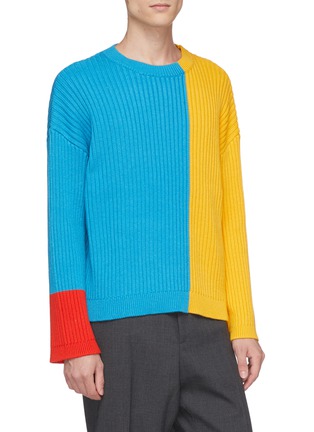 Detail View - Click To Enlarge - CHARLIE MAY X ACHILLES ION GABRIEL - Colourblock chunky knit unisex sweater