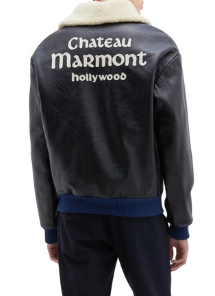Back View - Click To Enlarge - GUCCI - 'Chateau Marmont' appliqué faux shearling collar leather jacket