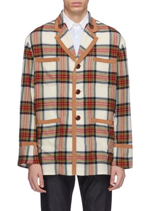 Main View - Click To Enlarge - GUCCI - Belted tartan plaid wool blazer