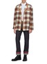 Figure View - Click To Enlarge - GUCCI - Belted tartan plaid wool blazer