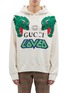 Main View - Click To Enlarge - GUCCI - 'Loved' slogan print panther appliqué hoodie