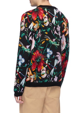 Back View - Click To Enlarge - GUCCI - Pig patch bugle bead floral jacquard sweater