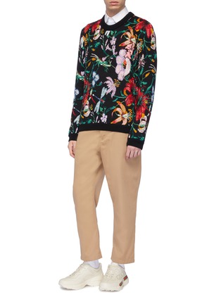 Figure View - Click To Enlarge - GUCCI - Pig patch bugle bead floral jacquard sweater