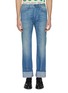 Main View - Click To Enlarge - GUCCI - Fold cuff web stripe outseam jeans