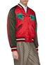 Detail View - Click To Enlarge - GUCCI - Reversible logo stripe sleeve colourblock quilted bomber jacket