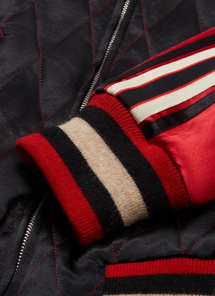  - GUCCI - Reversible logo stripe sleeve colourblock quilted bomber jacket
