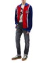 Figure View - Click To Enlarge - GUCCI - Sylvie Web stripe colourblock oversized velvet track jacket